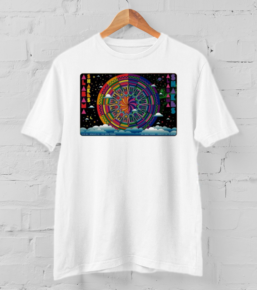 Alabama Shakes Concert The Greek Theatre Berkeley CA 5 29 26 Psychedelic Rainbow Spiral Clouds And Stars T-Shirt