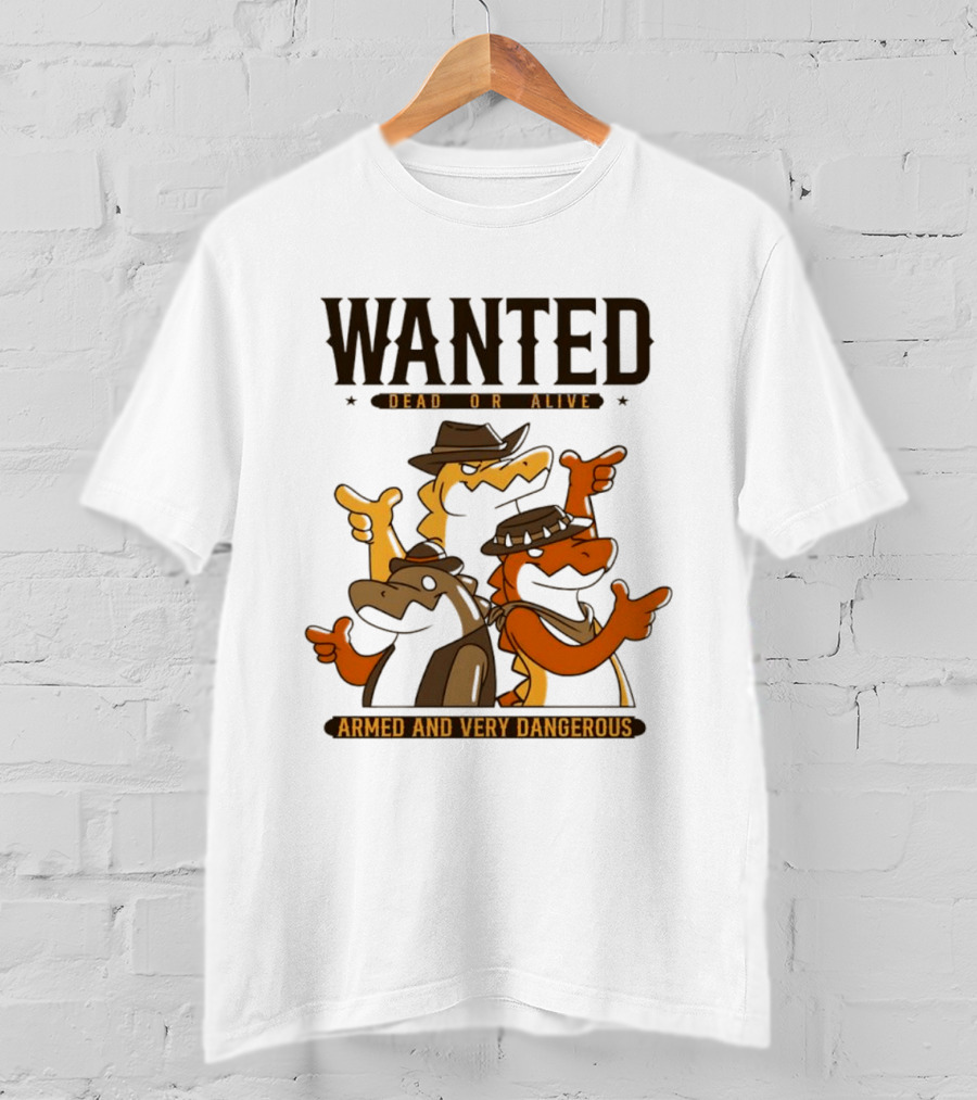 Wanted Dead Or Alive Alligator Cowboy Trio Armed And Very Dangerous T-Shirt