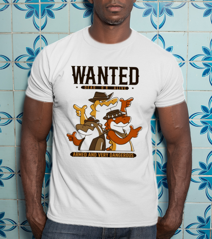 Wanted Dead Or Alive Alligator Cowboy Trio Armed And Very Dangerous T-Shirt