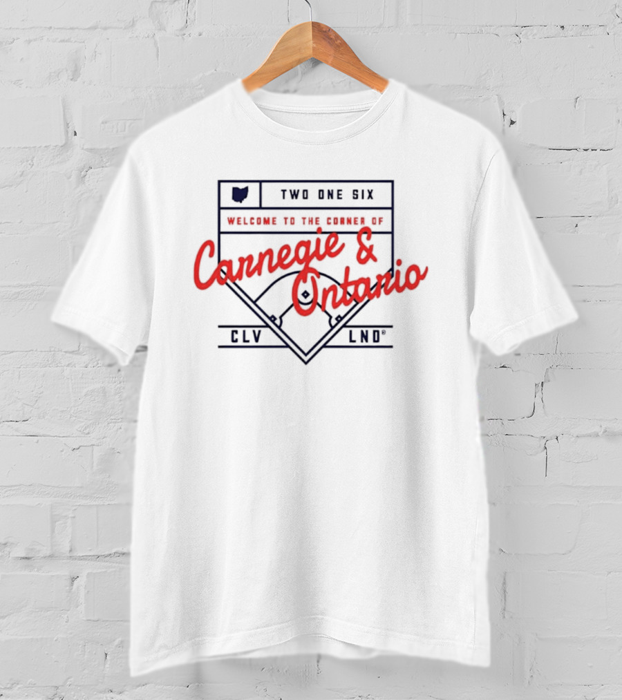 Cleveland Guardians Two One Six Welcome To The Corner Of Carnegie And Ontario T-Shirt