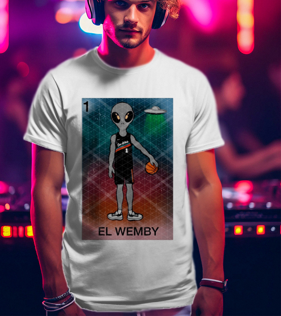El Wemby Lotería Card Alien Victor Wembanyama San Antonio Spurs Basketball NBA 2026 T-Shirt