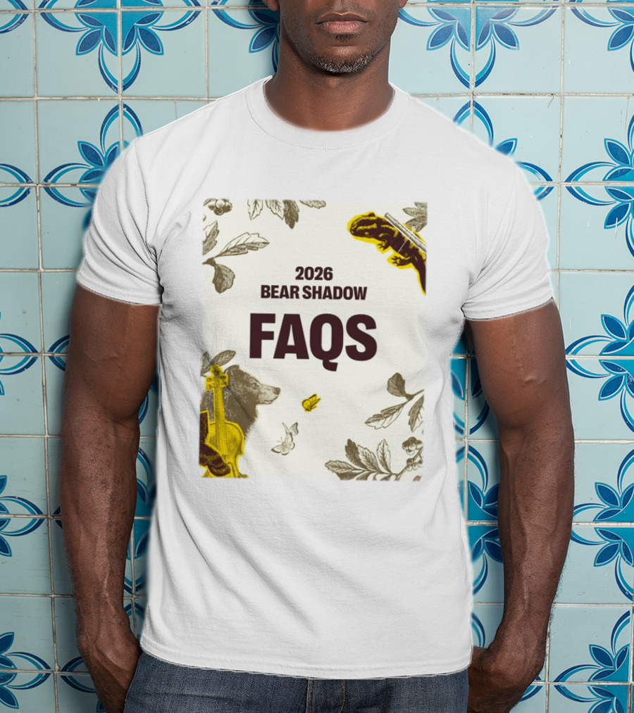 2026 Bear Shadow FAQs Music Festival Forest Animals Instruments T-Shirt