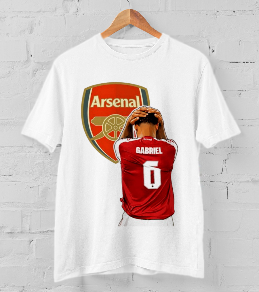 Gabriel Magalhaes Arsenal Jersey Number 6 Premier League T-Shirt
