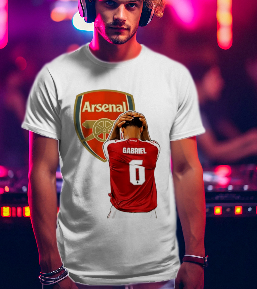 Gabriel Magalhaes Arsenal Jersey Number 6 Premier League T-Shirt