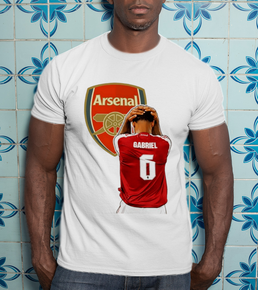 Gabriel Magalhaes Arsenal Jersey Number 6 Premier League T-Shirt