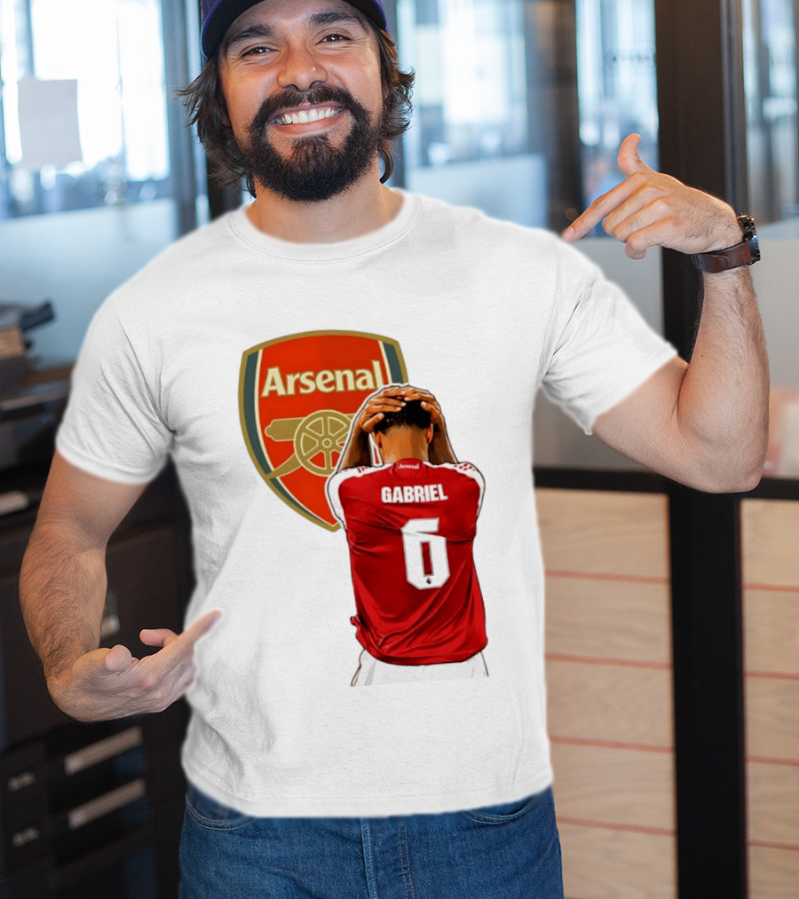 Gabriel Magalhaes Arsenal Jersey Number 6 Premier League T-Shirt