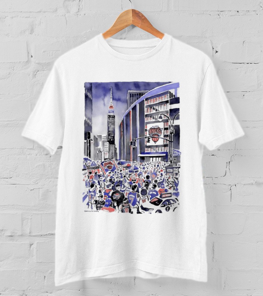 New York Knicks Madison Square Garden Empire State Building Fans Scene T-Shirt