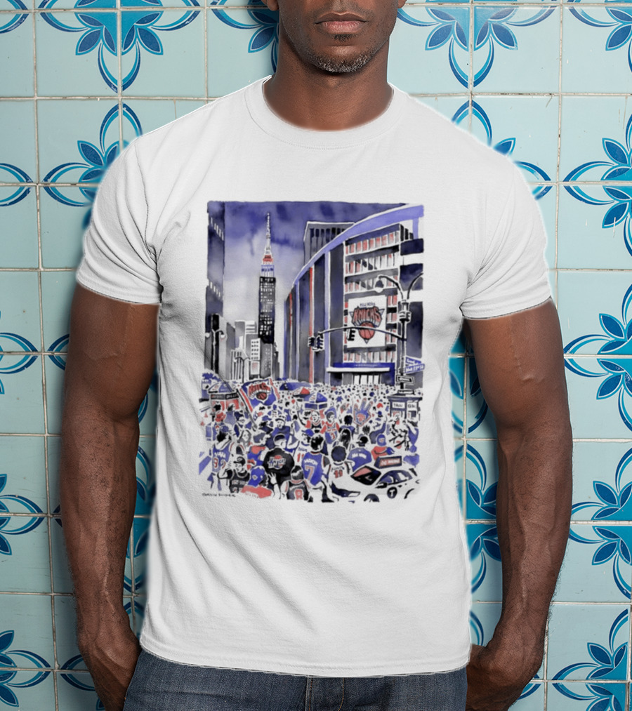 New York Knicks Madison Square Garden Empire State Building Fans Scene T-Shirt