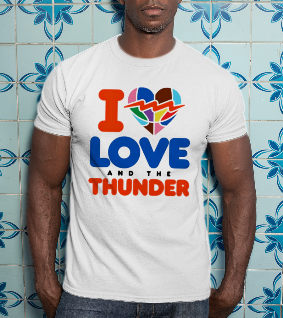 I Love Thunder Heart Color Block T-Shirt
