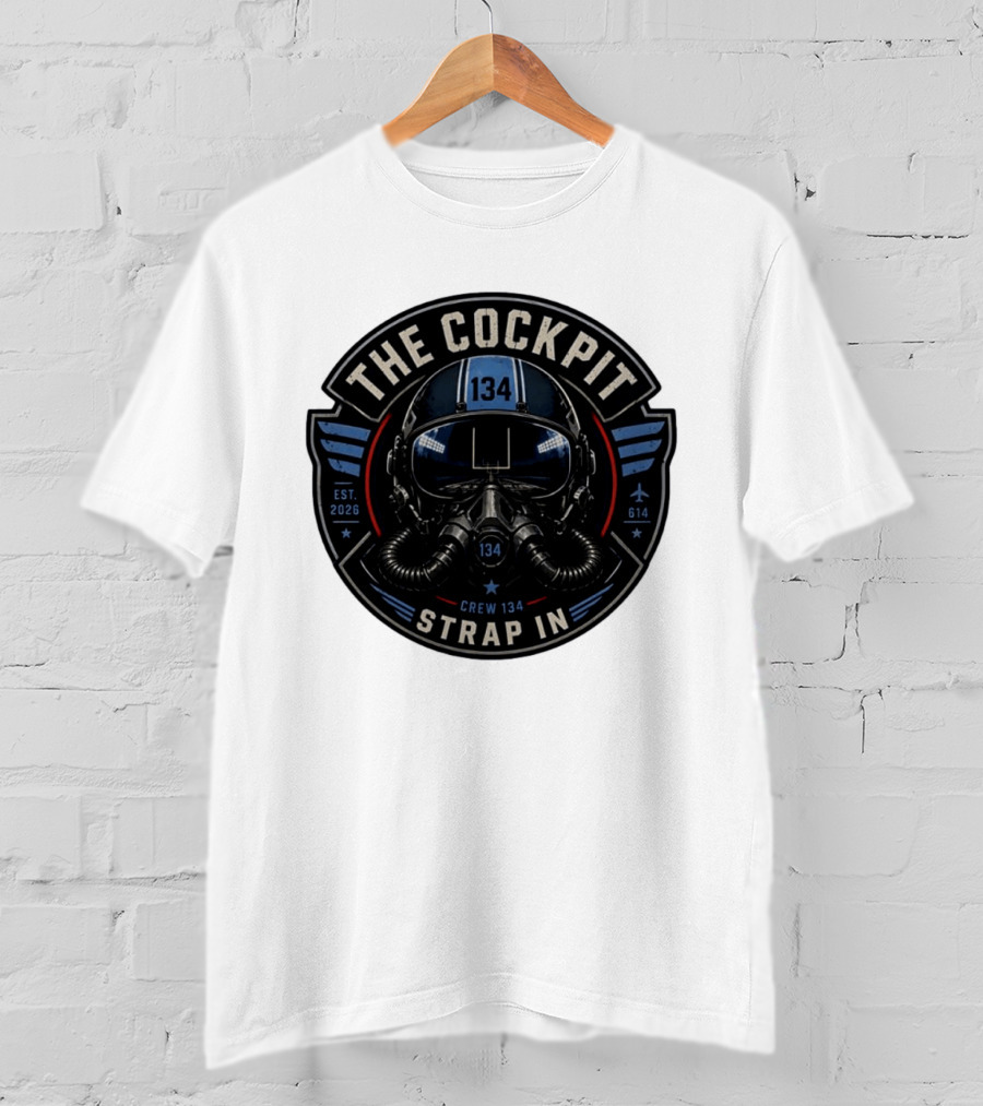 The Cockpit Strap In Crew 134 Football Helmet Est 2026 134 614 T-Shirt