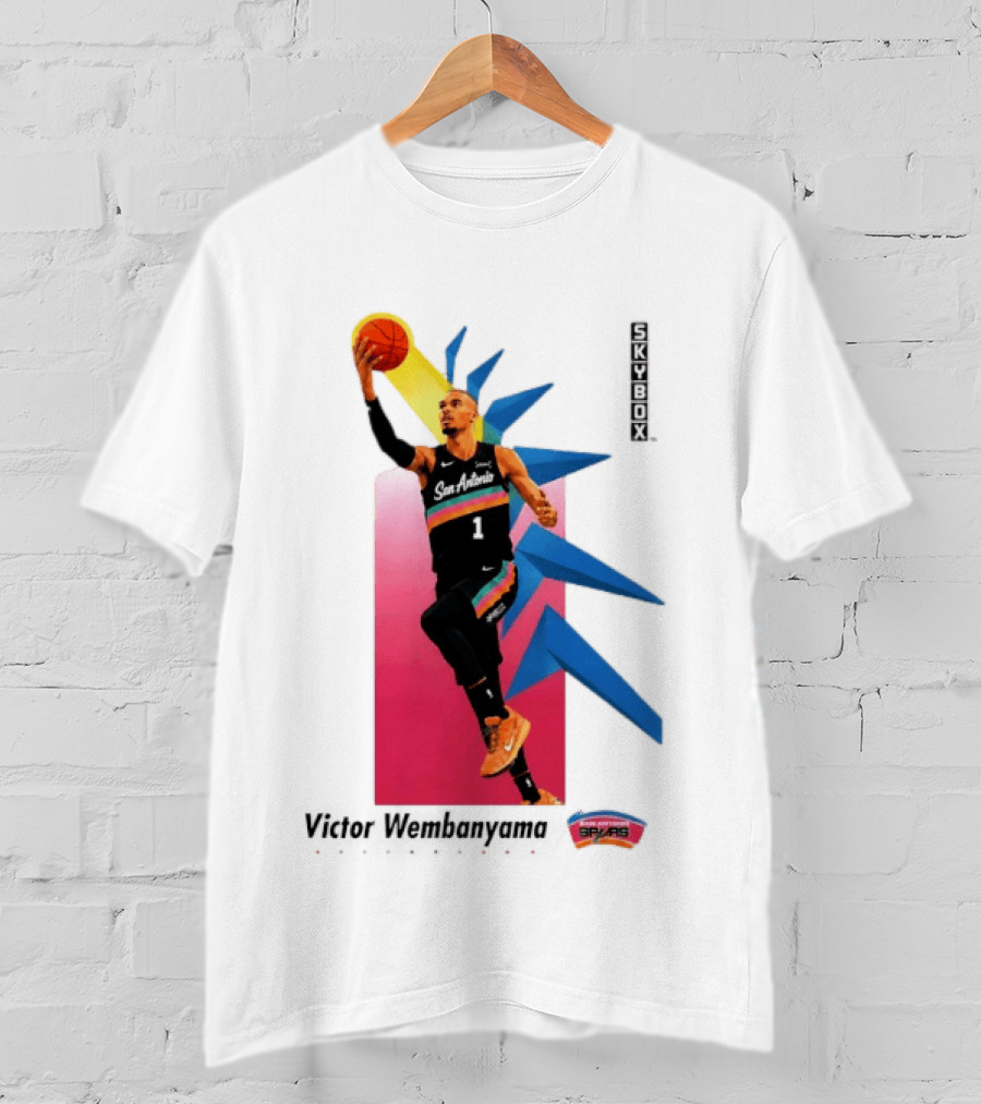 Victor Wembanyama San Antonio Spurs Basketball NBA Skybox 90s Retro Dunking Action T-Shirt