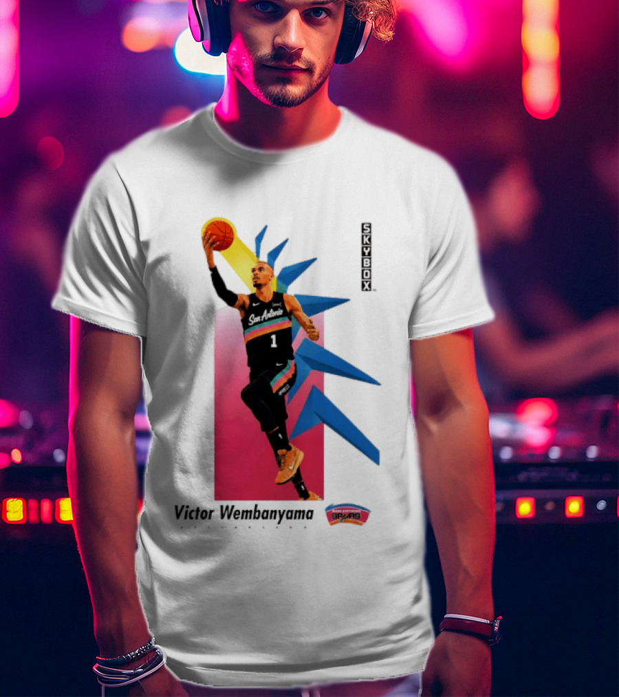 Victor Wembanyama San Antonio Spurs Basketball NBA Skybox 90s Retro Dunking Action T-Shirt