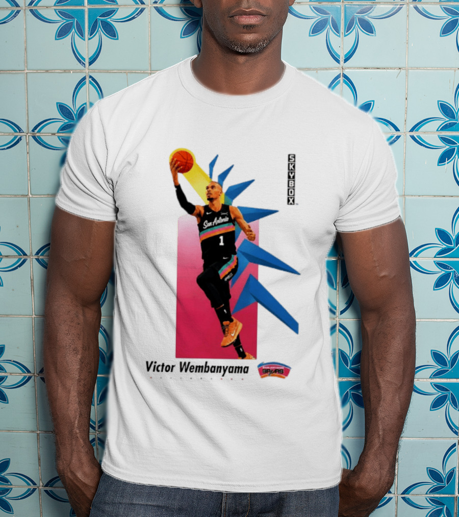 Victor Wembanyama San Antonio Spurs Basketball NBA Skybox 90s Retro Dunking Action T-Shirt