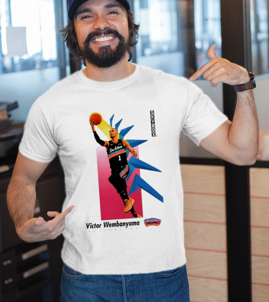 Victor Wembanyama San Antonio Spurs Basketball NBA Skybox 90s Retro Dunking Action T-Shirt