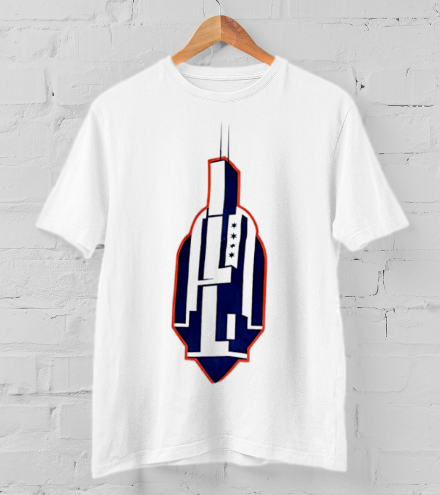 Chicago Skyline Willis Tower Symbol With Flag Stars T-Shirt