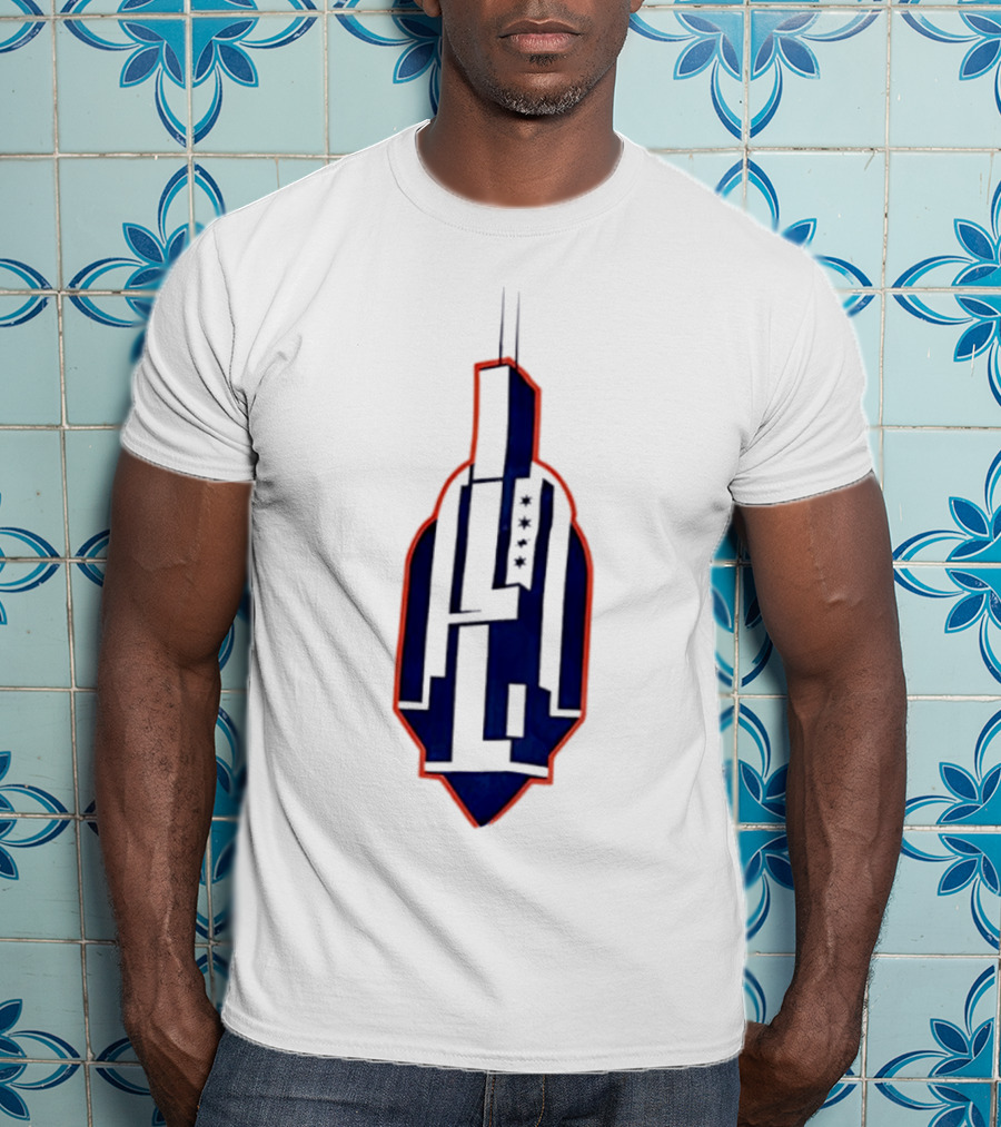 Chicago Skyline Willis Tower Symbol With Flag Stars T-Shirt
