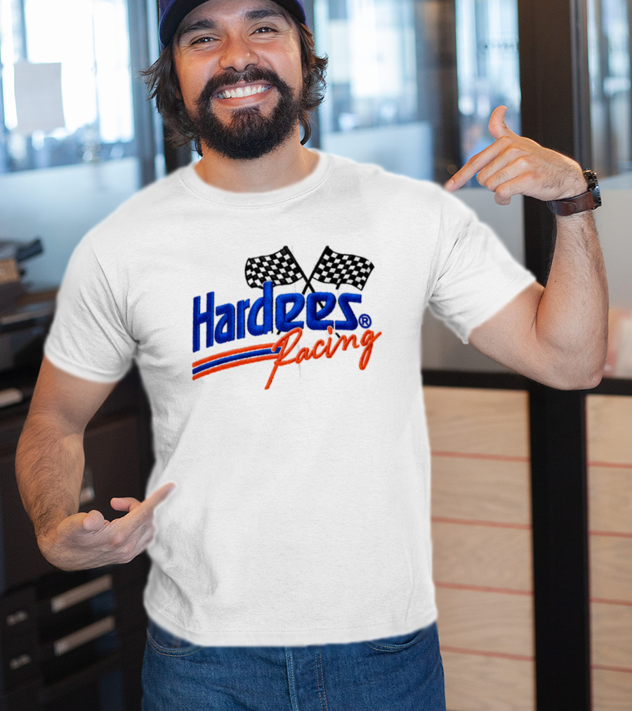Bubba Wallace Hardee's Racing Hat Checkered Flags T-Shirt