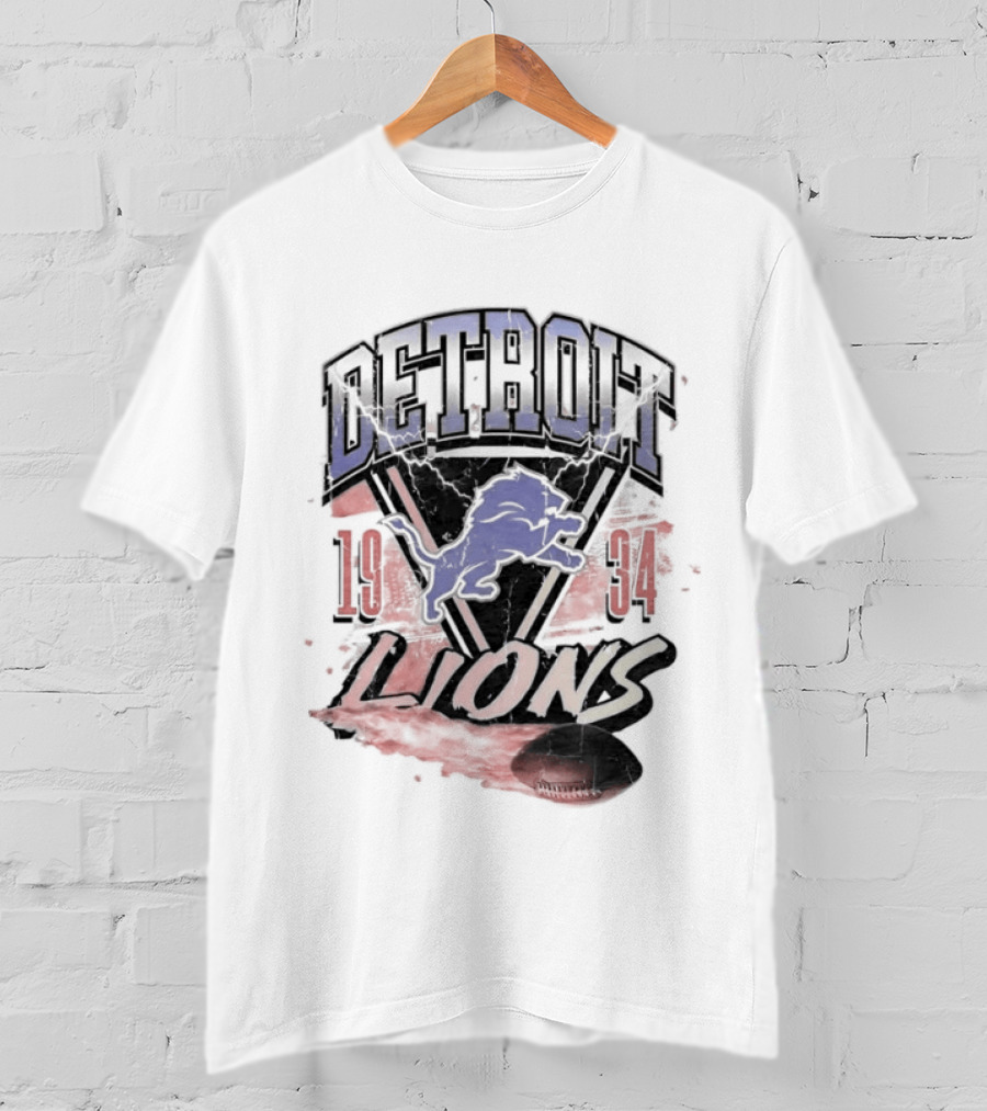 Detroit Lions 19 34 Vintage Style Iconic Team T-Shirt