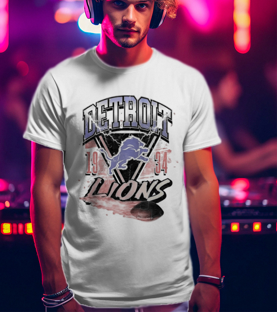 Detroit Lions 19 34 Vintage Style Iconic Team T-Shirt