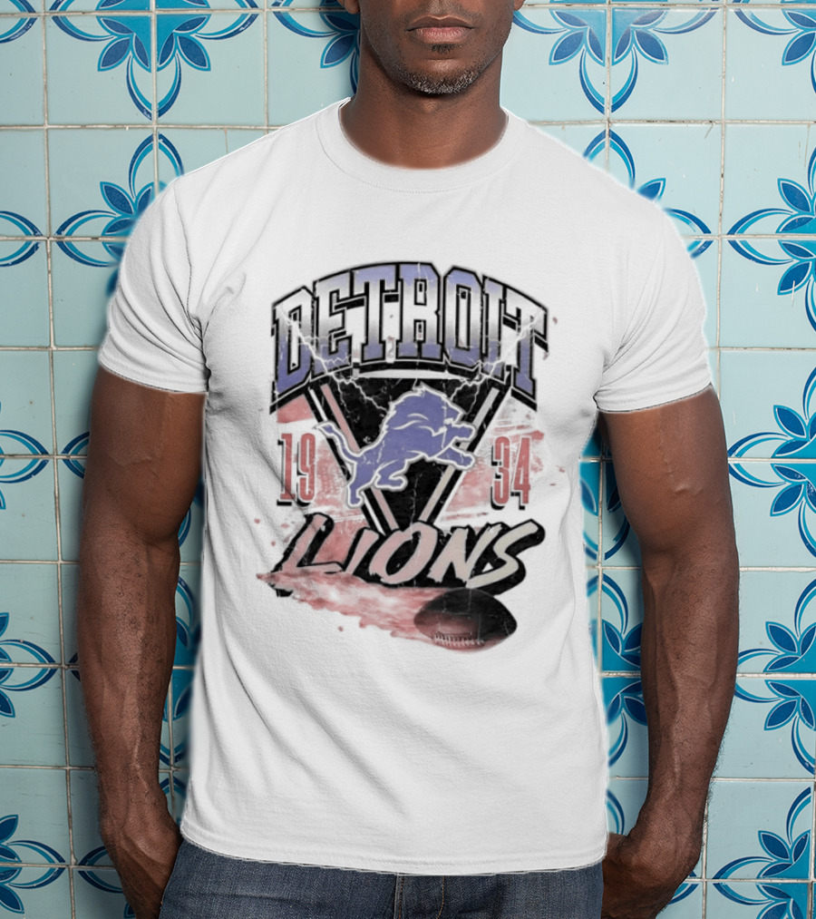 Detroit Lions 19 34 Vintage Style Iconic Team T-Shirt