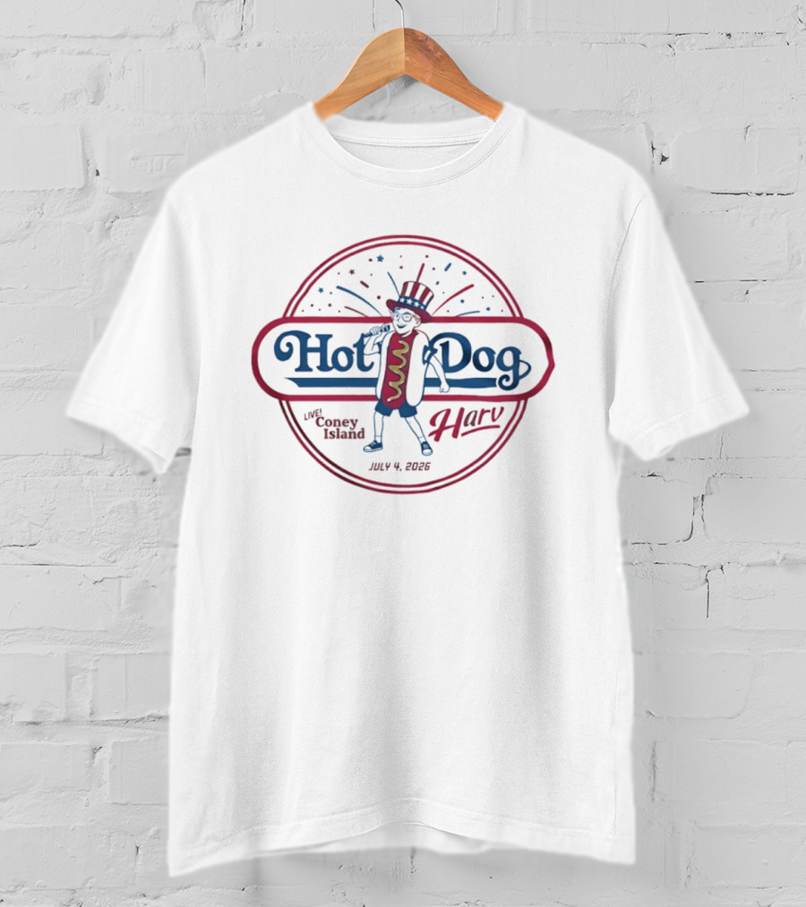 Hot Dog Harv Coney Island July 4 2026 Celebration T-Shirt