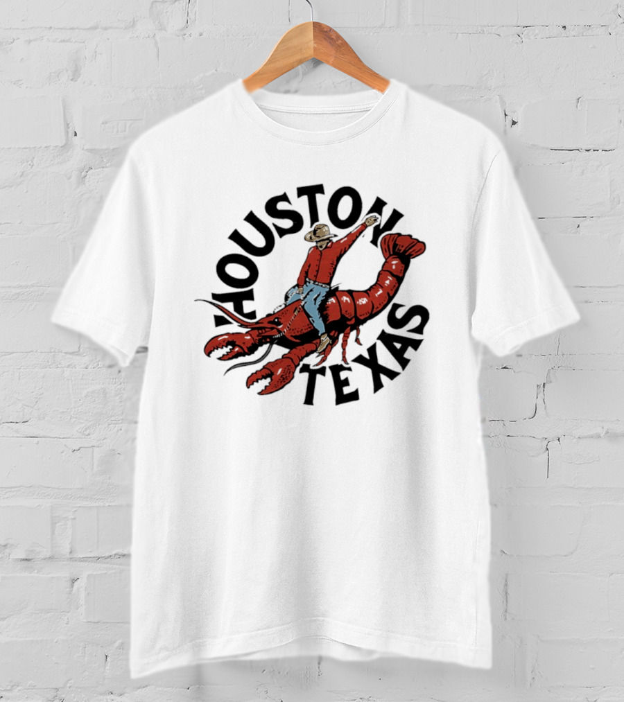 Houston Texas Crawfish Cowboy Riding Effigy T-Shirt