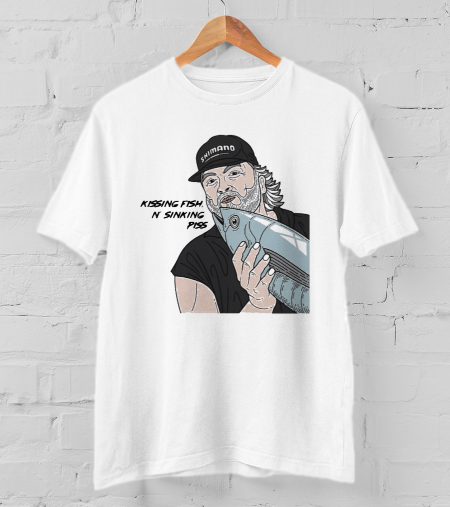 Kissing Fish N Sinking Piss Shimano Cap Beard Fisherman T-Shirt