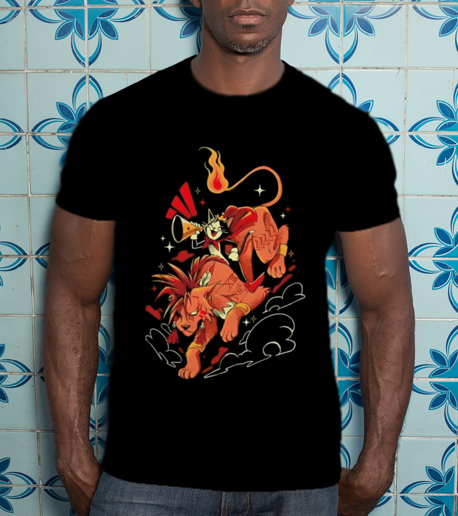 Cait Sith Red XIII Fantasy Adventure Duo Red Rider T-Shirt