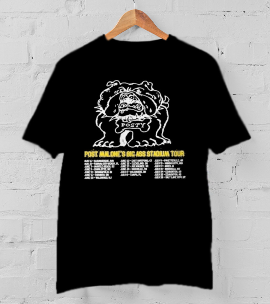 Post Malone's Big Ass Stadium Tour Posty Bulldog T-Shirt