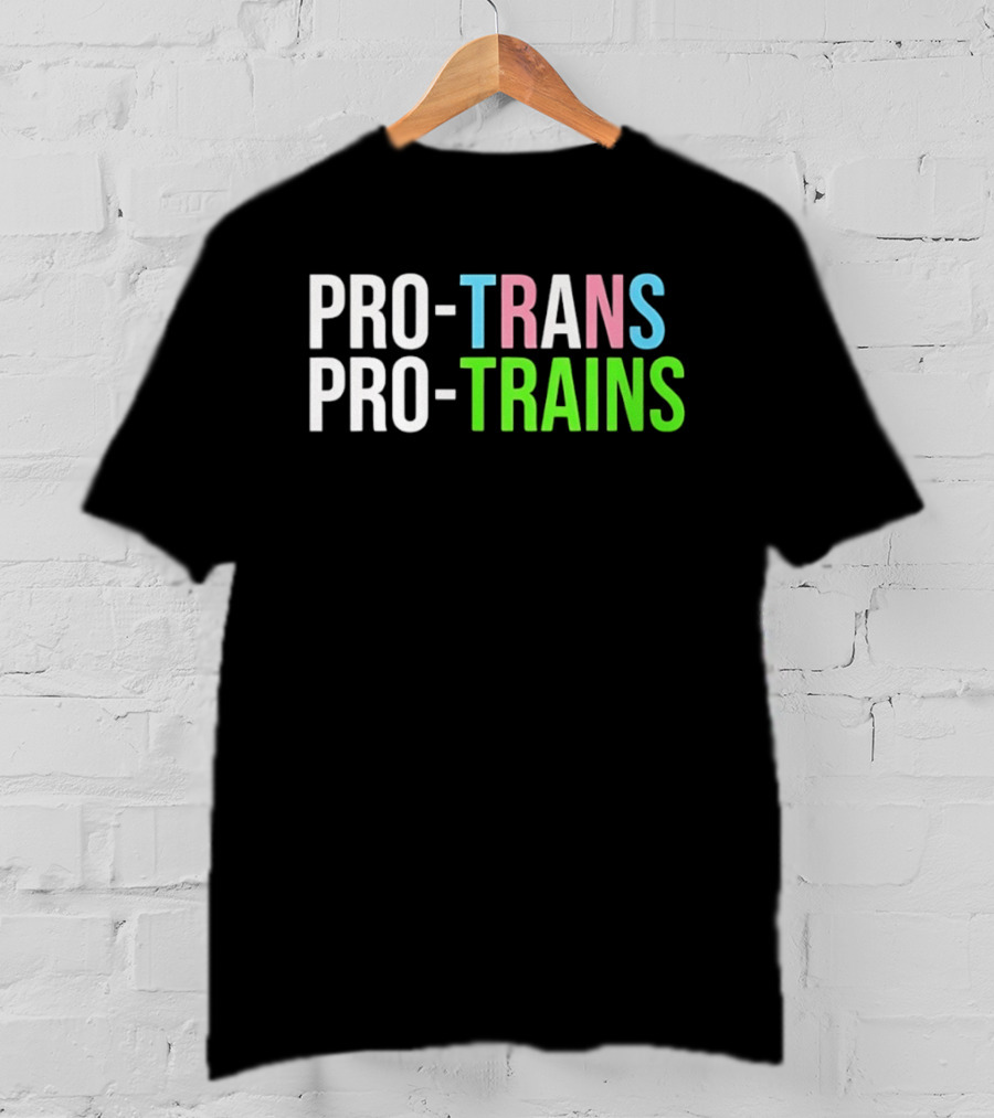 PRO TRANS PRO TRAINS Transgender Ally Public Transport Message T-Shirt