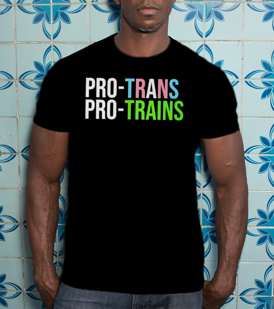 PRO TRANS PRO TRAINS Transgender Ally Public Transport Message T-Shirt