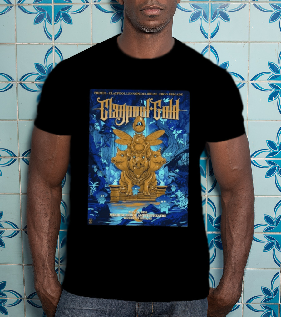 Claypool Gold Primus Frog Brigade May 31 2026 Meadow Brook Amphitheatre Rochester Hills MI T-Shirt