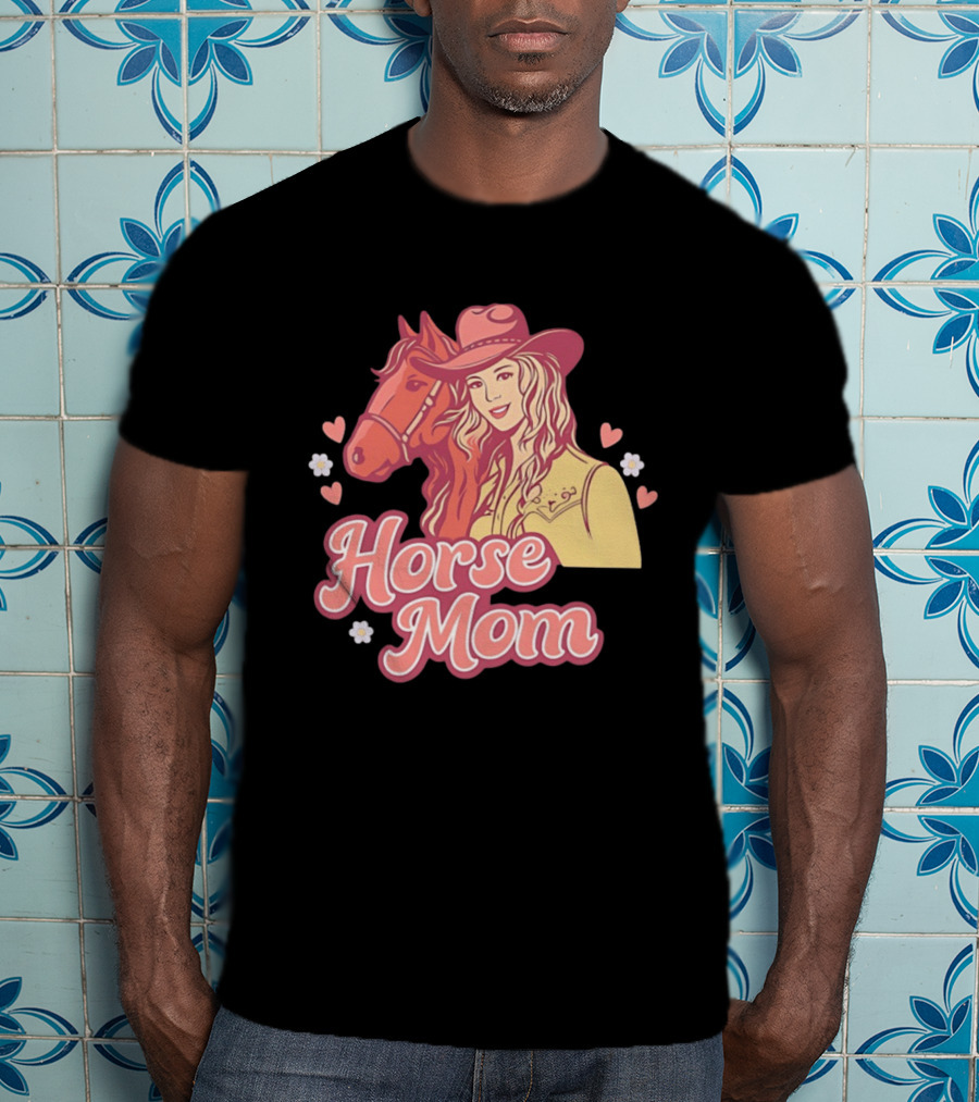 Cowgirl Horse Mom With Mustang And Hearts T-Shirt
