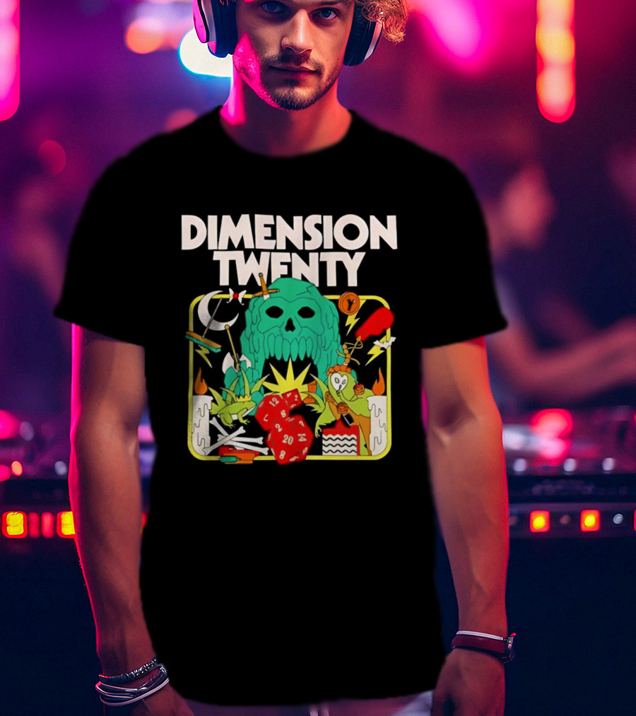 Dimension Twenty RPG Dice Skull Adventure T-Shirt