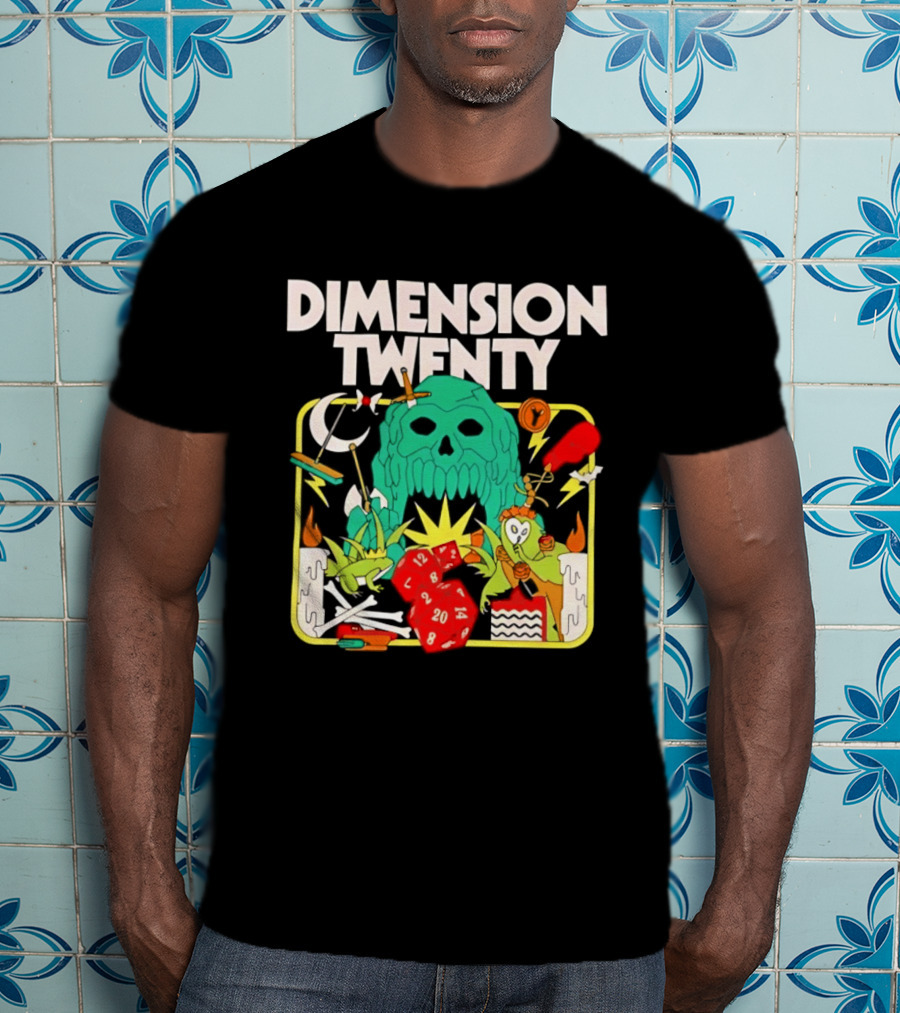 Dimension Twenty RPG Dice Skull Adventure T-Shirt