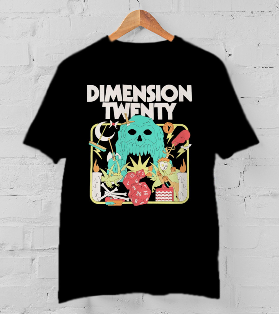 Dimension Twenty Skull Dice Fantasy Adventure T-Shirt