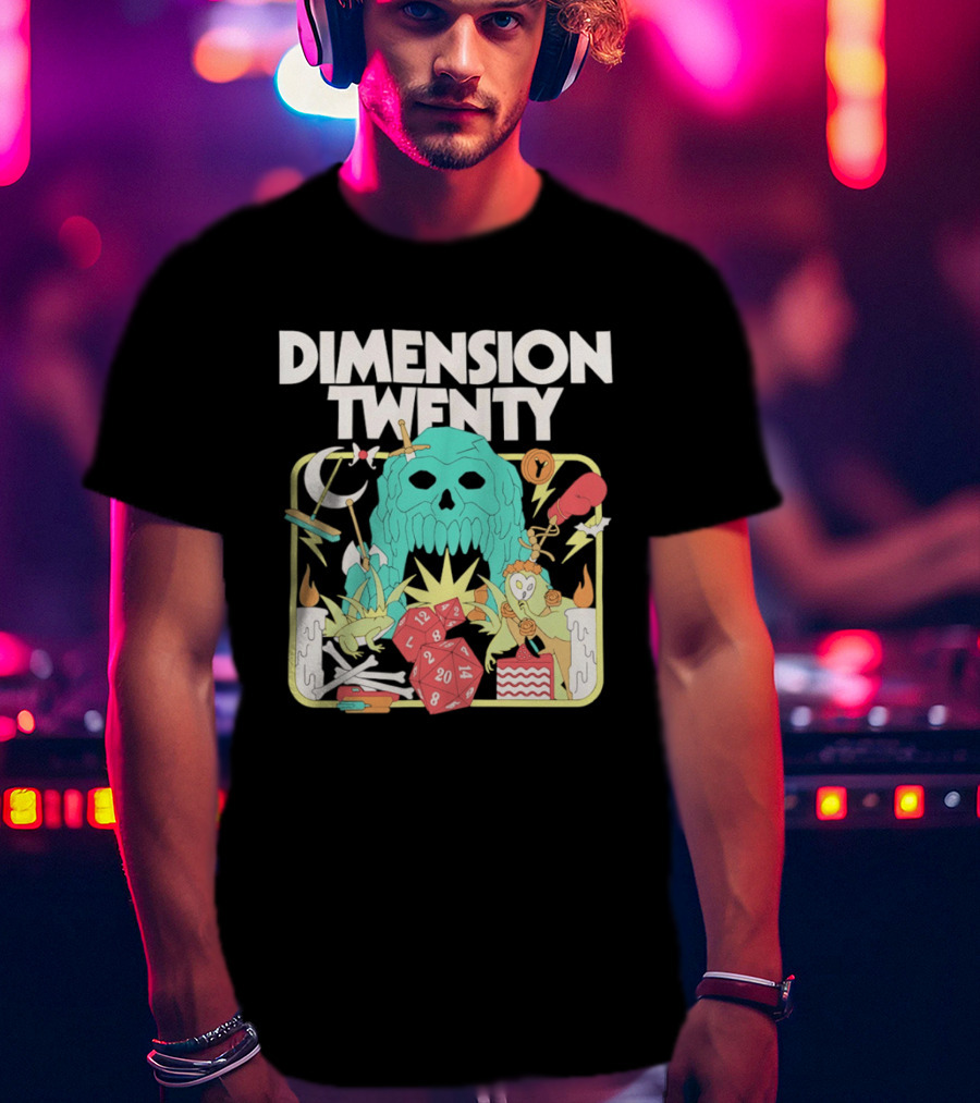 Dimension Twenty Skull Dice Fantasy Adventure T-Shirt