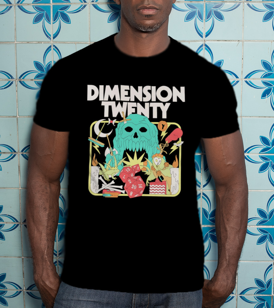 Dimension Twenty Skull Dice Fantasy Adventure T-Shirt