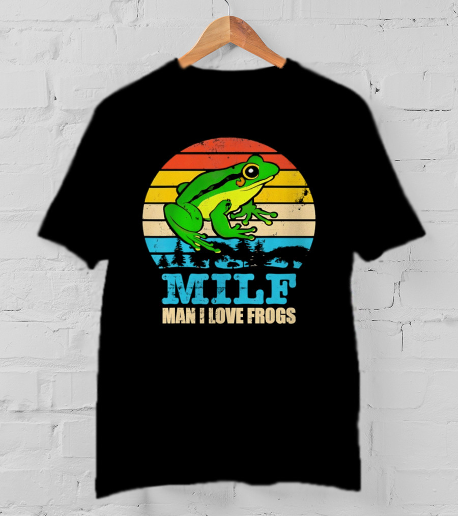 Frog MILF Man I Love Frogs Retro Sunset T-Shirt