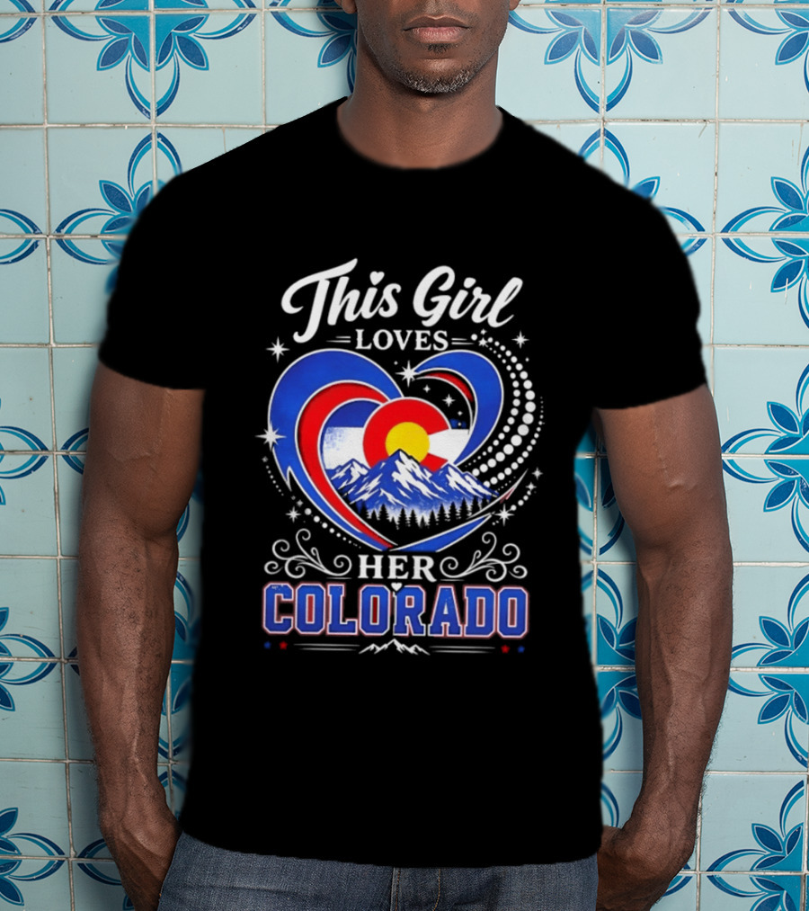 This Girl Loves Her Colorado With Heart And Mountain Scene T-Shirt