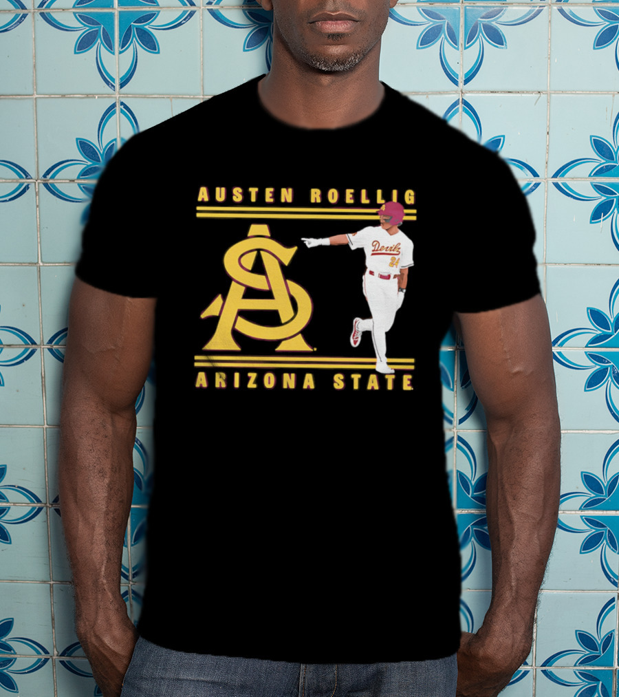 Austen Roellig Arizona State Devils Baseball NCAA Illustrated ASU T-Shirt