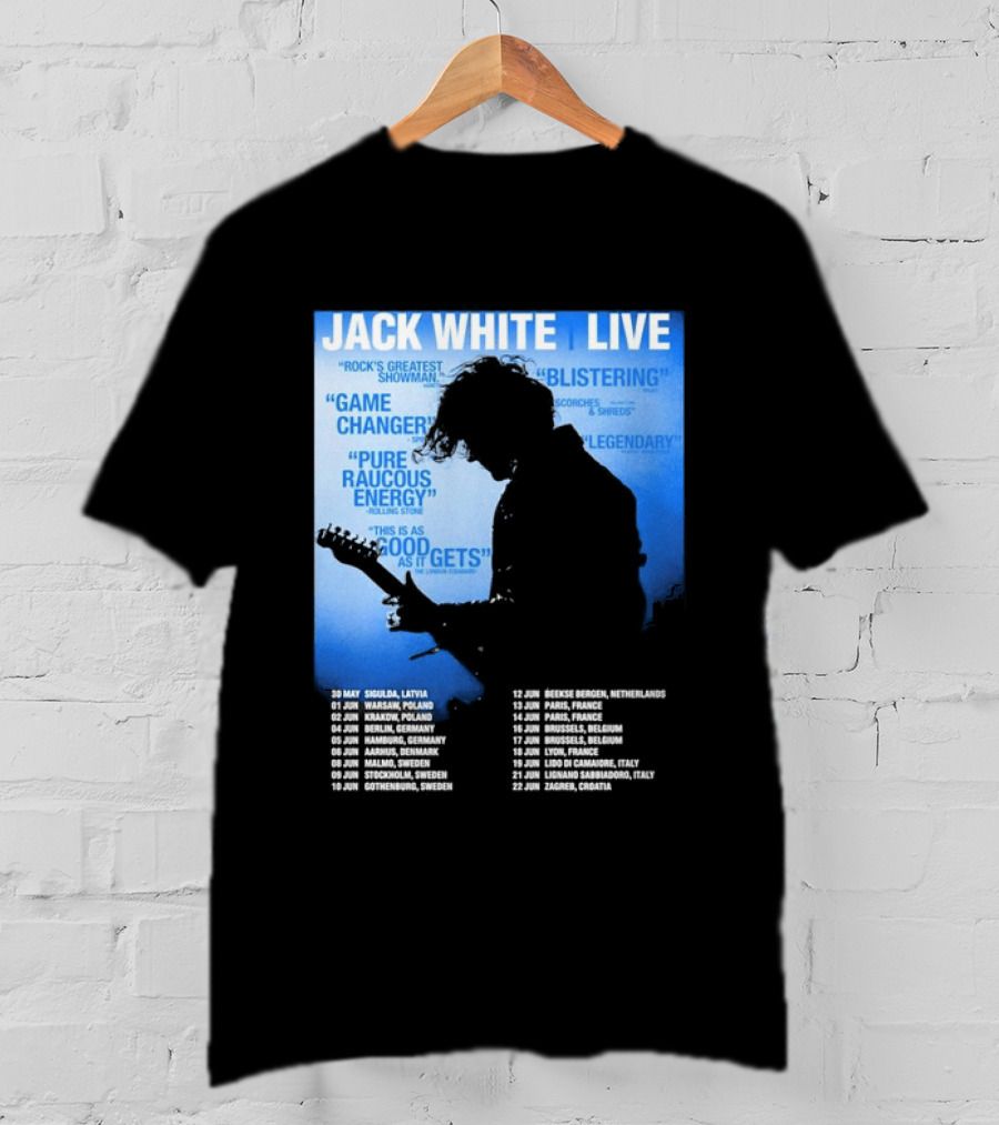 Jack White Live Europe 2026 Tour Dates Schedule Legendary Rock Concert Experience T-Shirt