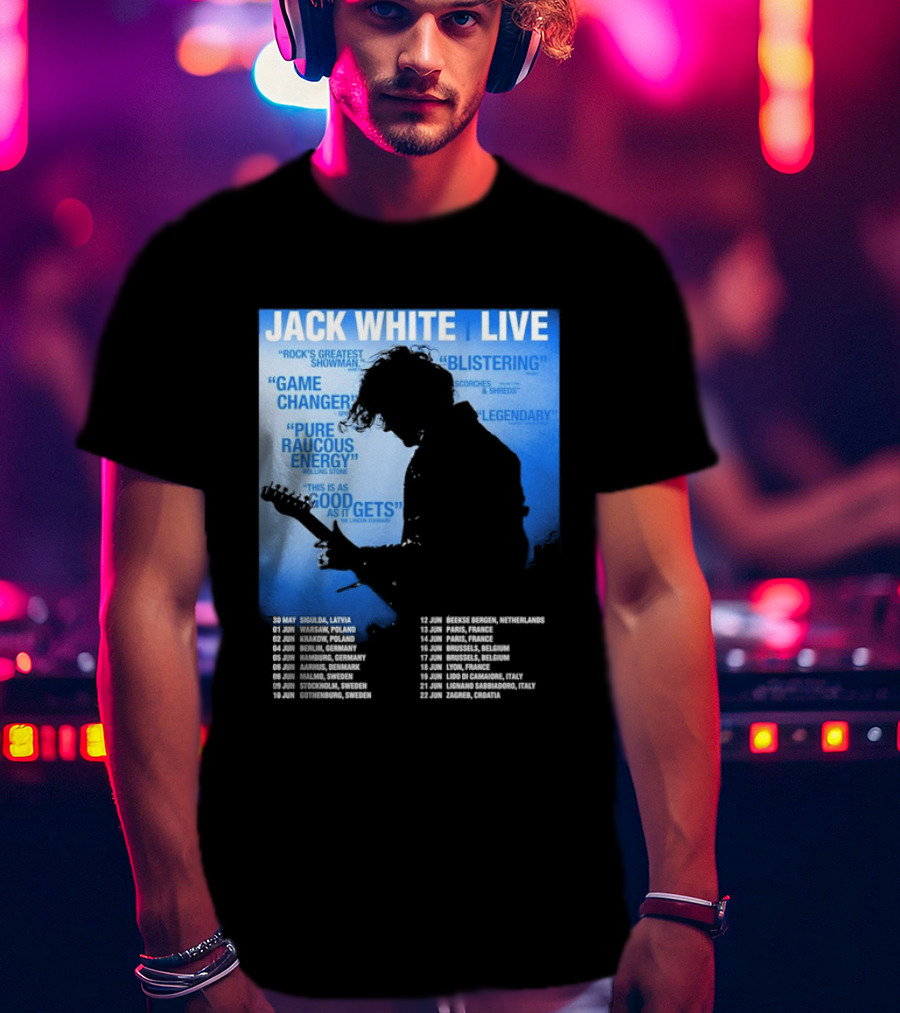 Jack White Live Europe 2026 Tour Dates Schedule Legendary Rock Concert Experience T-Shirt