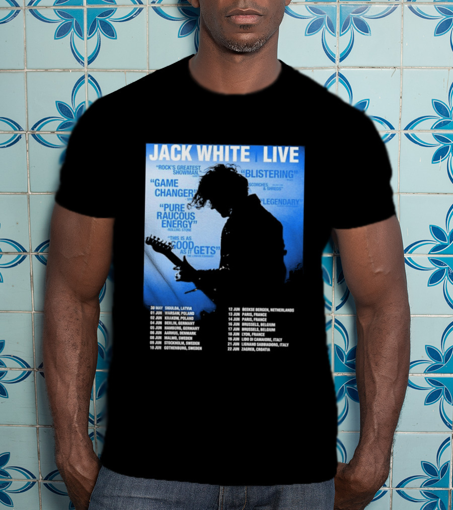 Jack White Live Europe 2026 Tour Dates Schedule Legendary Rock Concert Experience T-Shirt