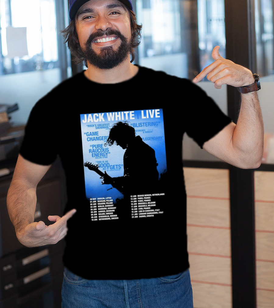 Jack White Live Europe 2026 Tour Dates Schedule Legendary Rock Concert Experience T-Shirt