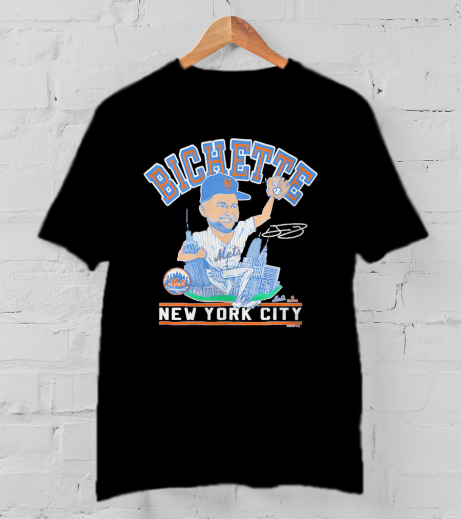 New York Mets Bichette Caricature New York City Tri Blend T-Shirt