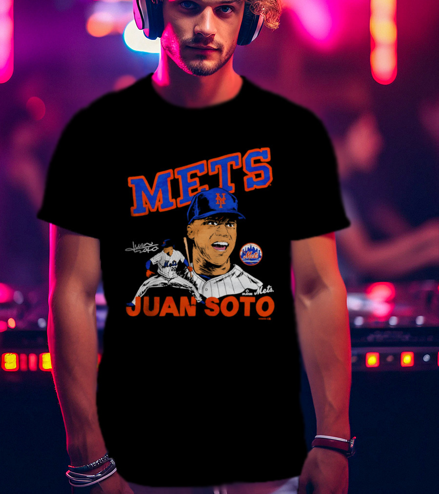 Mets Juan Soto Caricature Tri Blend T-Shirt