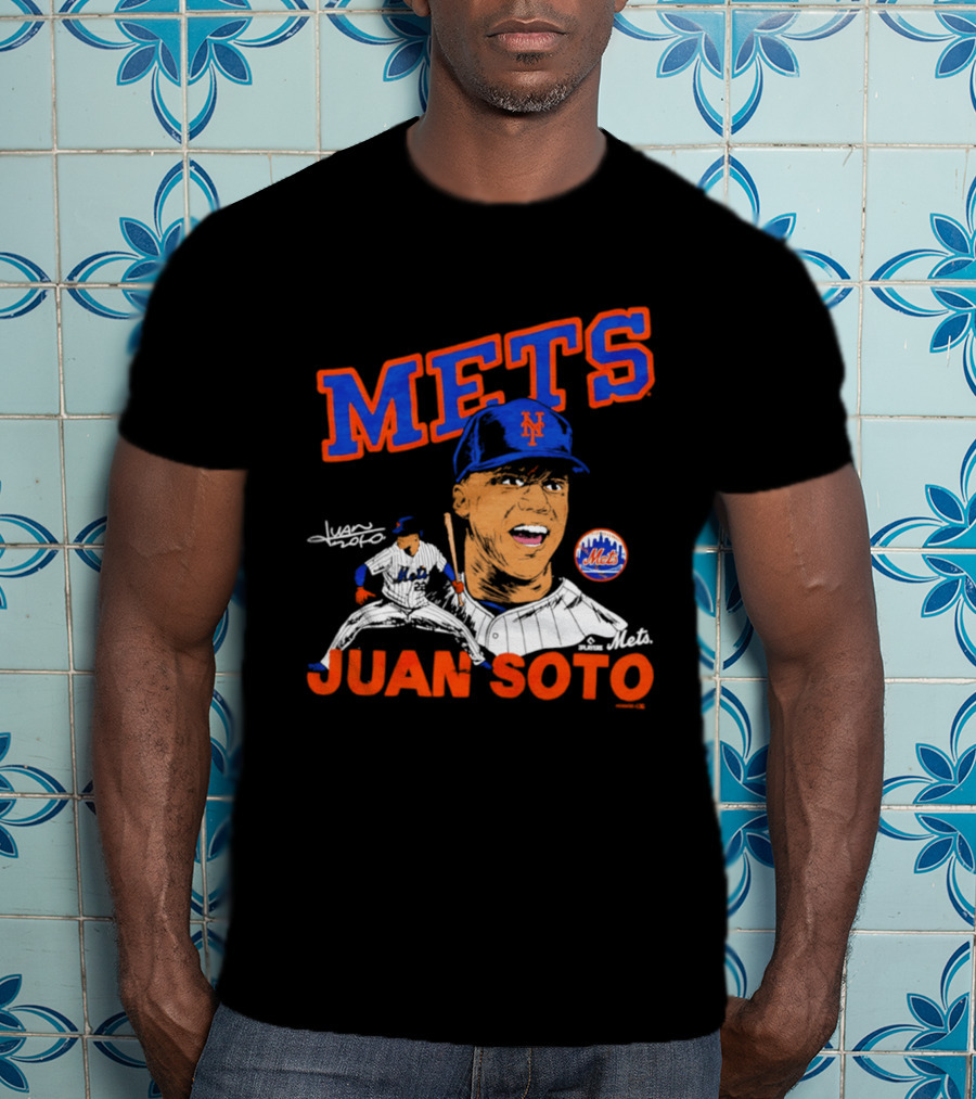 Mets Juan Soto Caricature Tri Blend T-Shirt