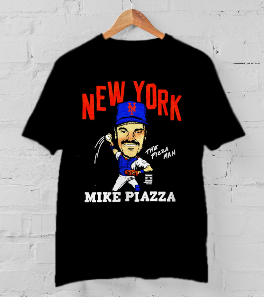 New York Mets Mike Piazza The Pizza Man Caricature T-Shirt