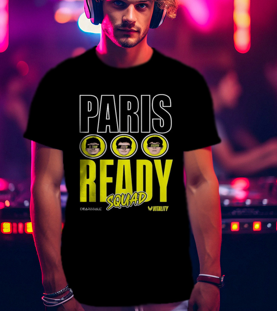Paris Ready Squad Dearbball Vitality Text Faces T-Shirt